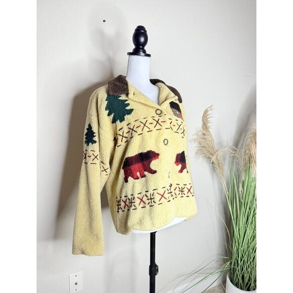 Tasha Polizzi For Saddleblanket Southwest Jacket Bear Skis Star Med USA 90s Vtg - Picture 2 of 6